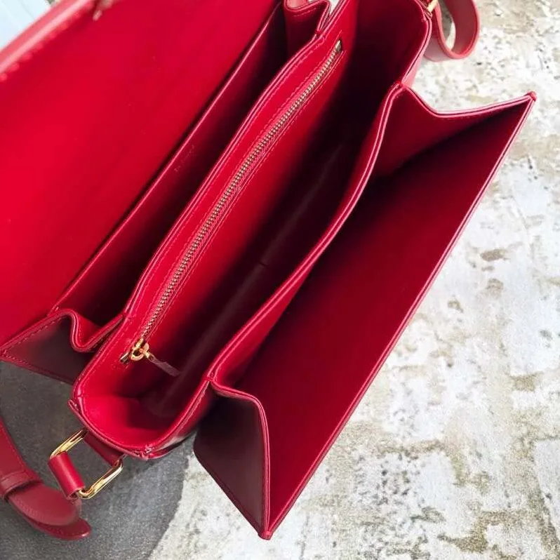 Celine Teen Triomphe Bag in Shiny Calfskin for Women in Red Celine Teen Triomphe Bag in Shiny Calfskin for Women in Red