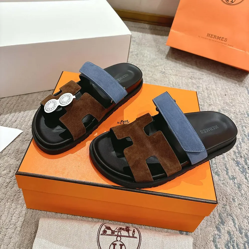 Hermes Chypre Sandal for Unisex in Blue/Brown