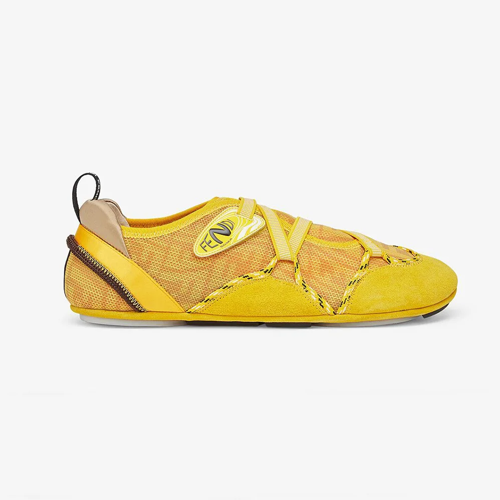 Fendi Flex Yellow Suede Sneakers for Women