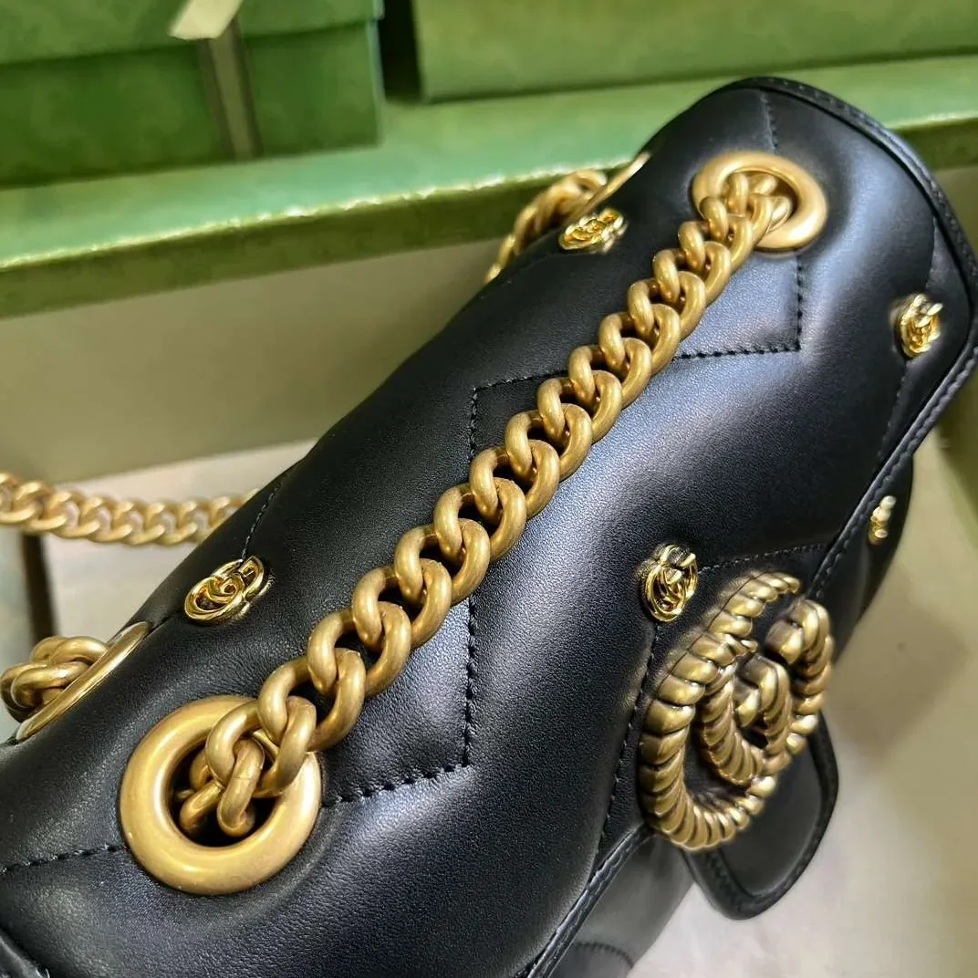 Gucci Marmont Matelasse Mini Shoulder Bag in Black Gold Hardware Gucci Marmont Matelasse Mini Shoulder Bag in Black Gold Hardware