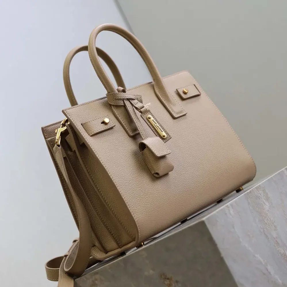 Saint Laurent YSL Baby Sac De Jour In Supple Grained Leather for Women in Beige