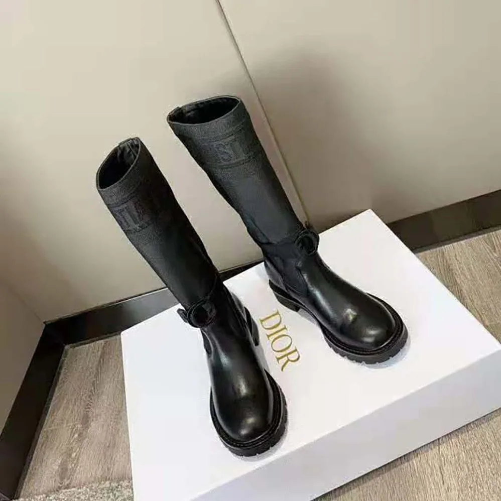 Dior D-Major Boot Black Technical Fabric and Calfskin for Women