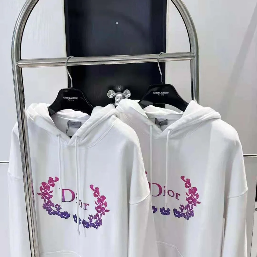 Dior Relaxed-Fit Hooded Sweatshirt White Cotton Fleece for Men Dior Relaxed-Fit Hooded Sweatshirt White Cotton Fleece for Men