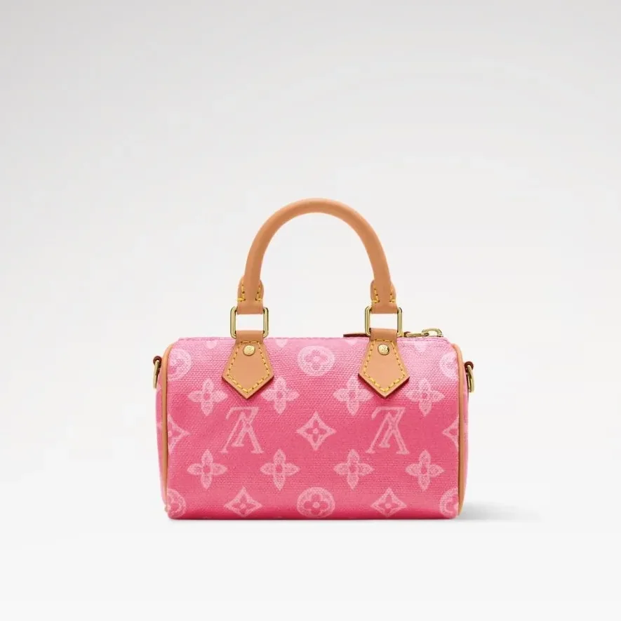 Louis Vuitton Nano Speedy Top Handle Bag / Origine Rose Ruban Gold Hardware