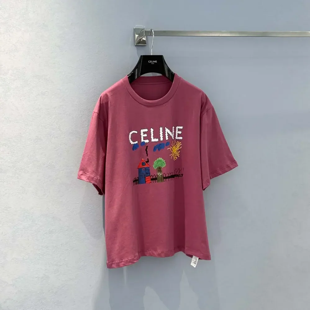 Celine Loose T-Shirt In Cotton Jersey for Men in Rose