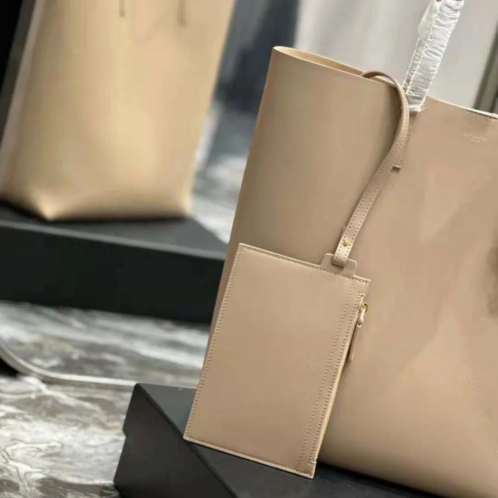 Saint Laurent YSL Shopping Saint Laurent N/S in Supple Leather for Women in Sandy