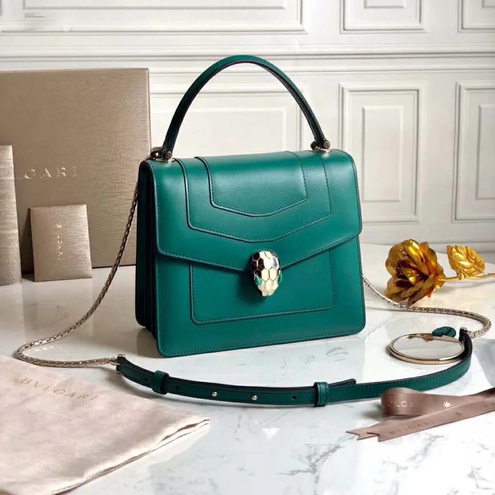 Bvlgari Serpenti Forever Flap Cover in Emerald Green Calf Leather for Women