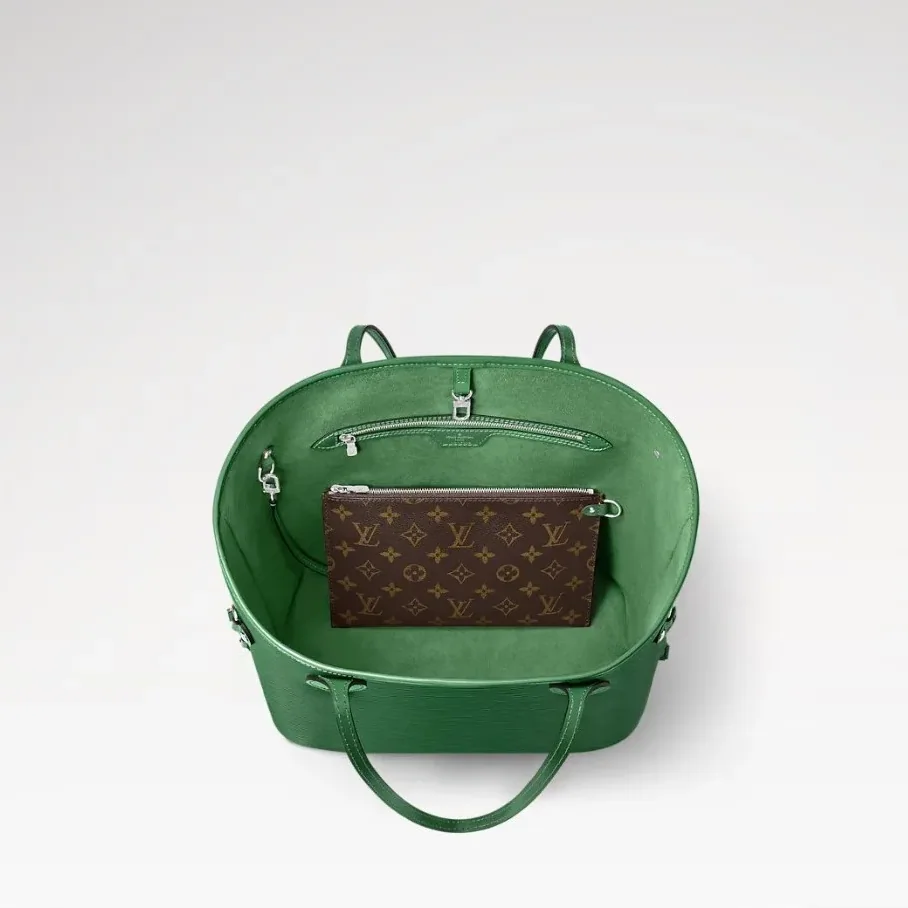Louis Vuitton Neverfull MM Tote Bag in Borneo Green Gold Hardware