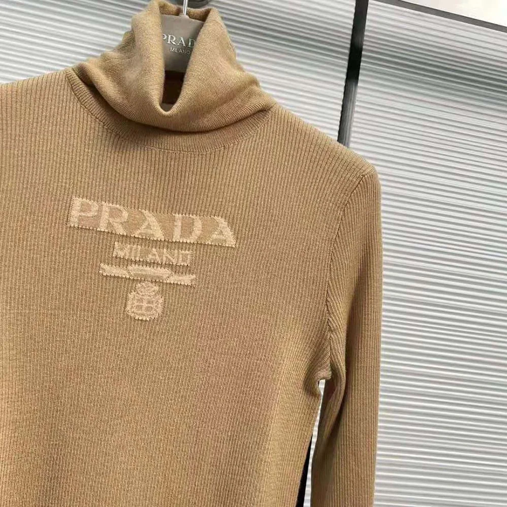 Prada Superfine Wool Turtleneck Sweater for Women in Brown