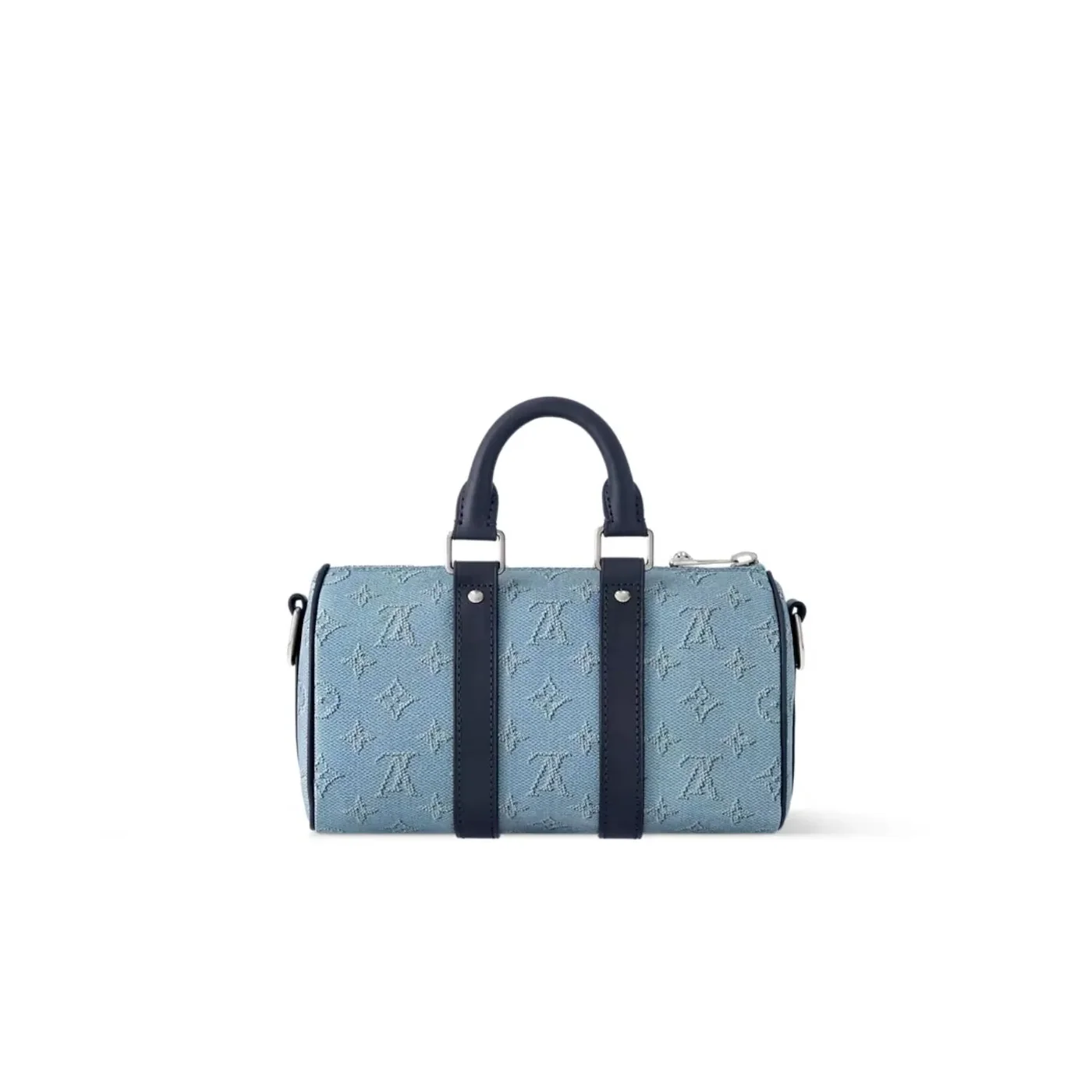 Louis Vuitton Keepall Bandouliere 25 Travel Bag in Blue Silver Hardware