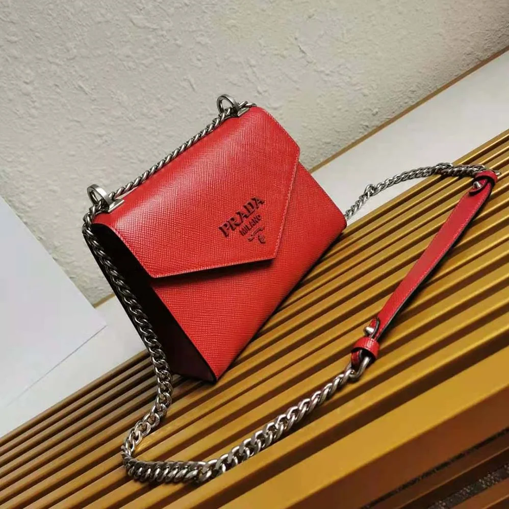 Prada Saffiano Leather Prada Monochrome Bag for Women in Red Prada Saffiano Leather Prada Monochrome Bag for Women in Red