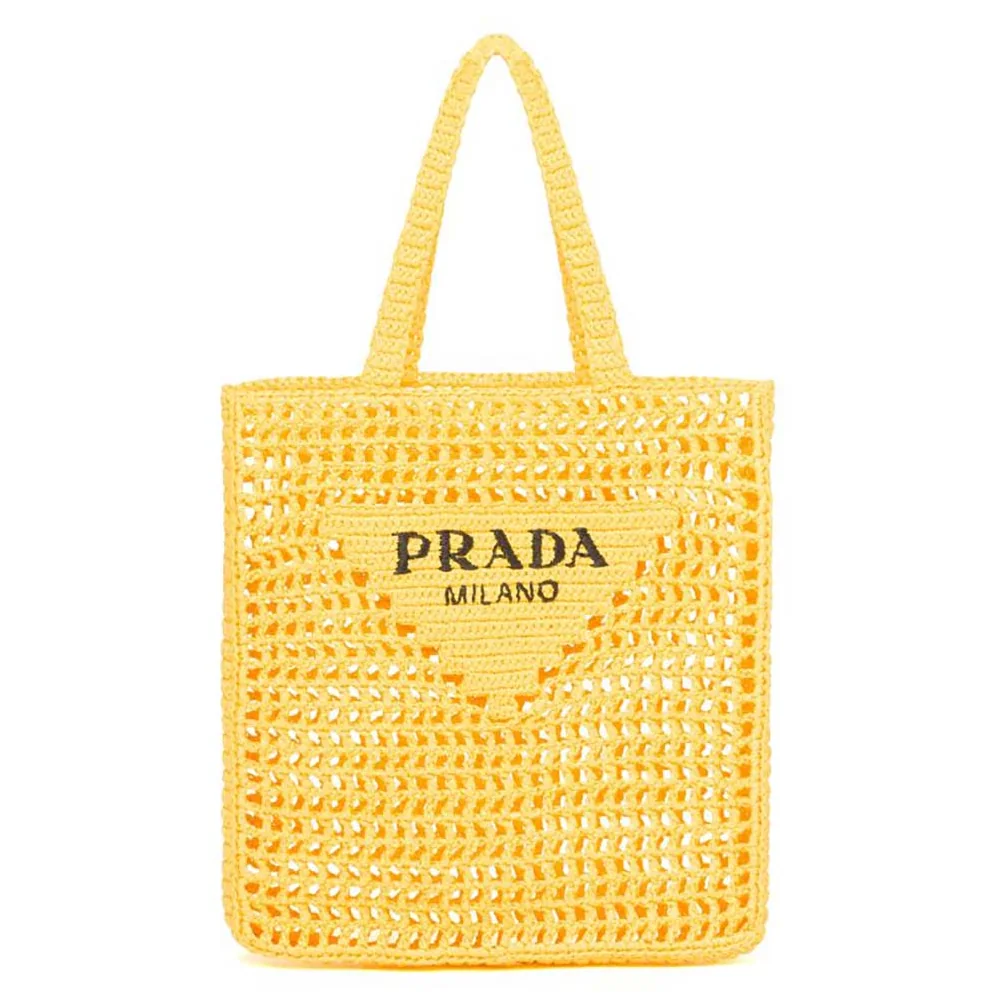 Prada Raffia Tote Bag for Women in Yellow