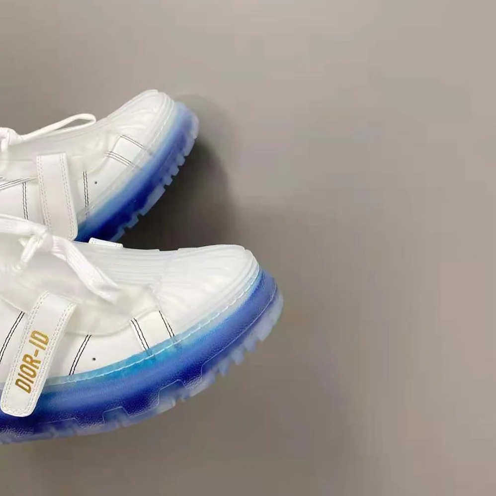 Dior Dior-Id Sneaker White Calfskin and Deep Blue Transparent Rubber for Women