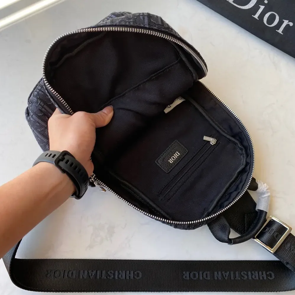 Dior Sling Bag Black Dior Oblique Jacquard for Men Dior Sling Bag Black Dior Oblique Jacquard for Men