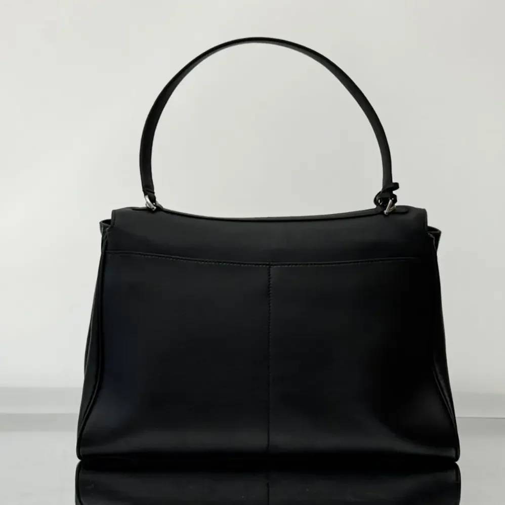 Balenciaga Rodeo Handbag Large In Black Smooth Calfskin Aged for Women in Silver Hardware