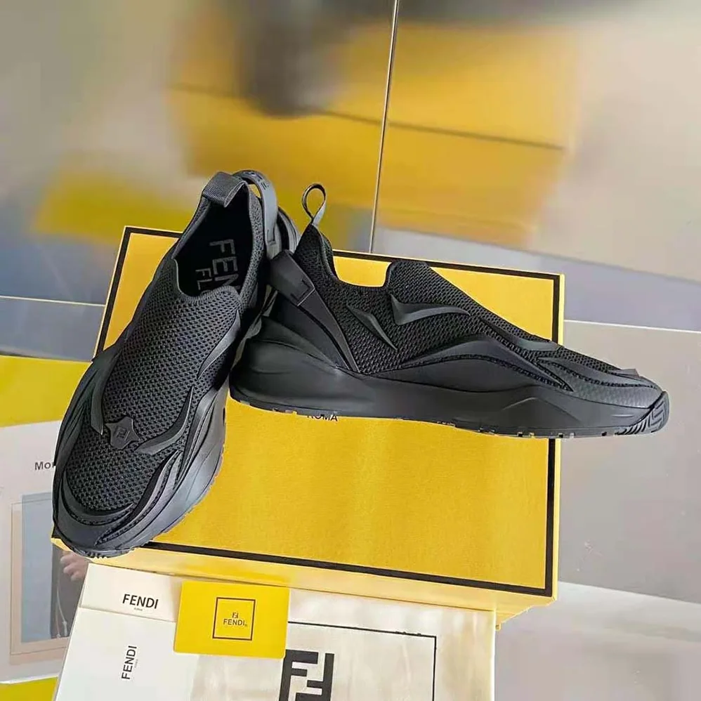 Fendi Flow Black Mesh Running Sneakers for Unisex Fendi Flow Black Mesh Running Sneakers for Unisex