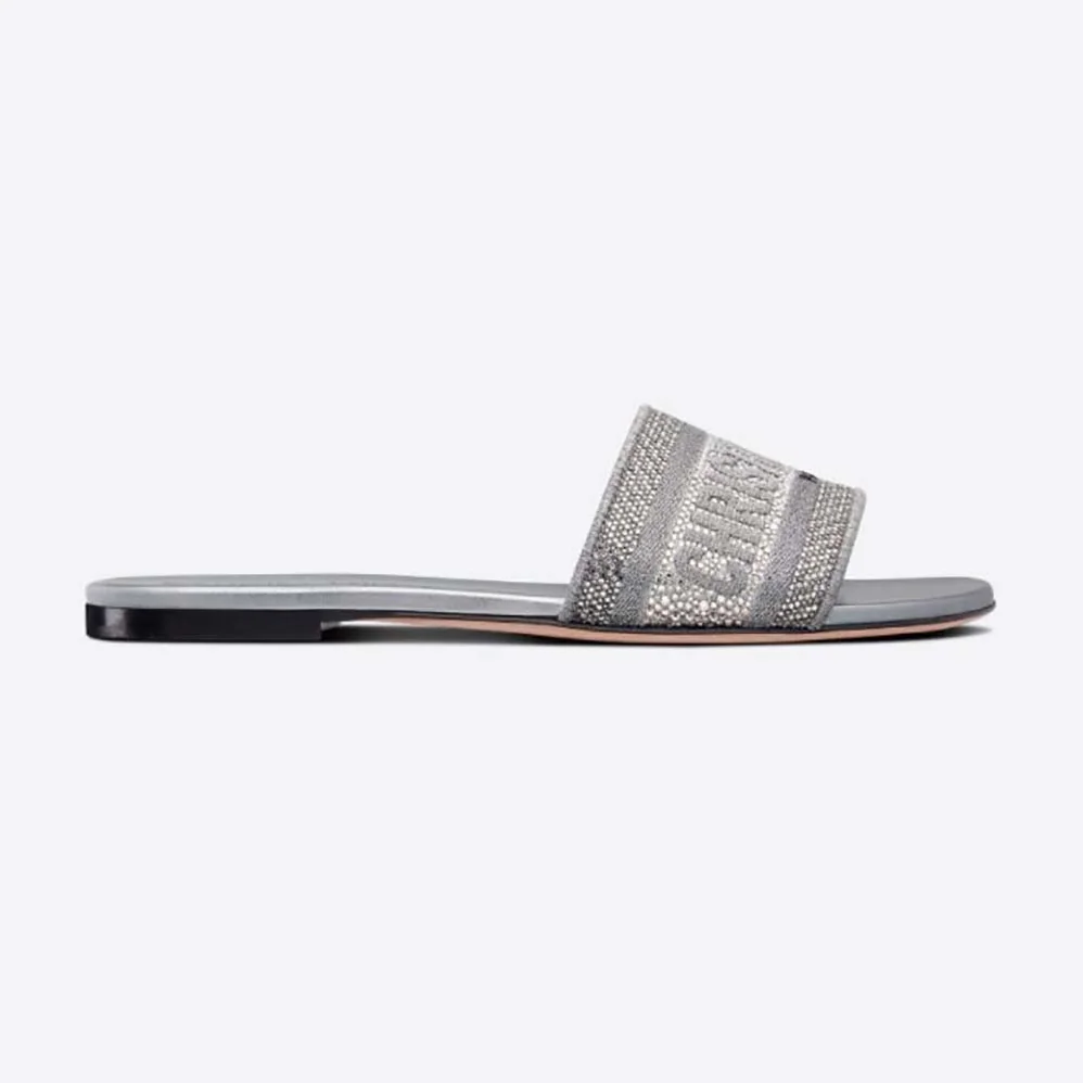 Dior Dway Slide Cotton Metallic Thread Embroidery and Silver for Women in Tone Strass Dior Dway Slide Cotton Metallic Thread Embroidery and Silver for Women in Tone Strass