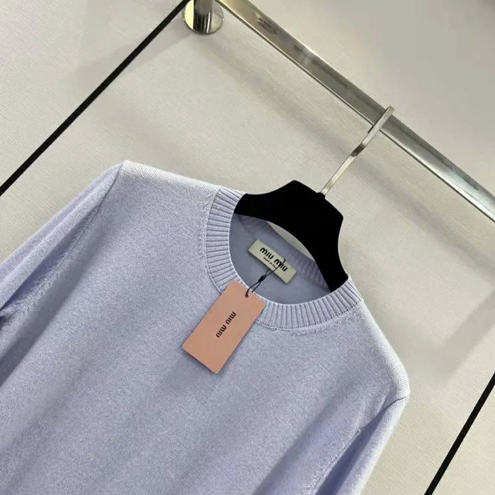 Miu Miu Cashmere Crew-Neck Sweater for Women in Blue