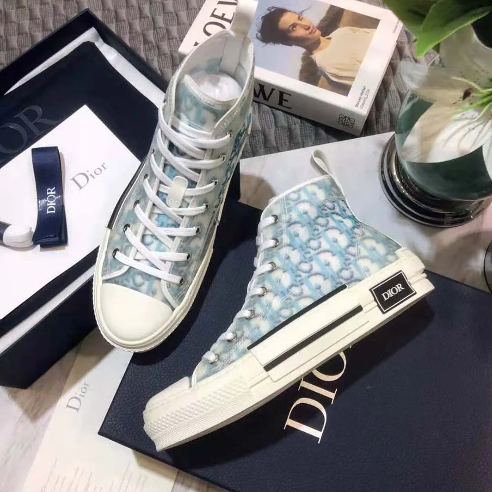 Dior B23 High-Top Sneaker Blue Dior Oblique Pixel Canvas for Men