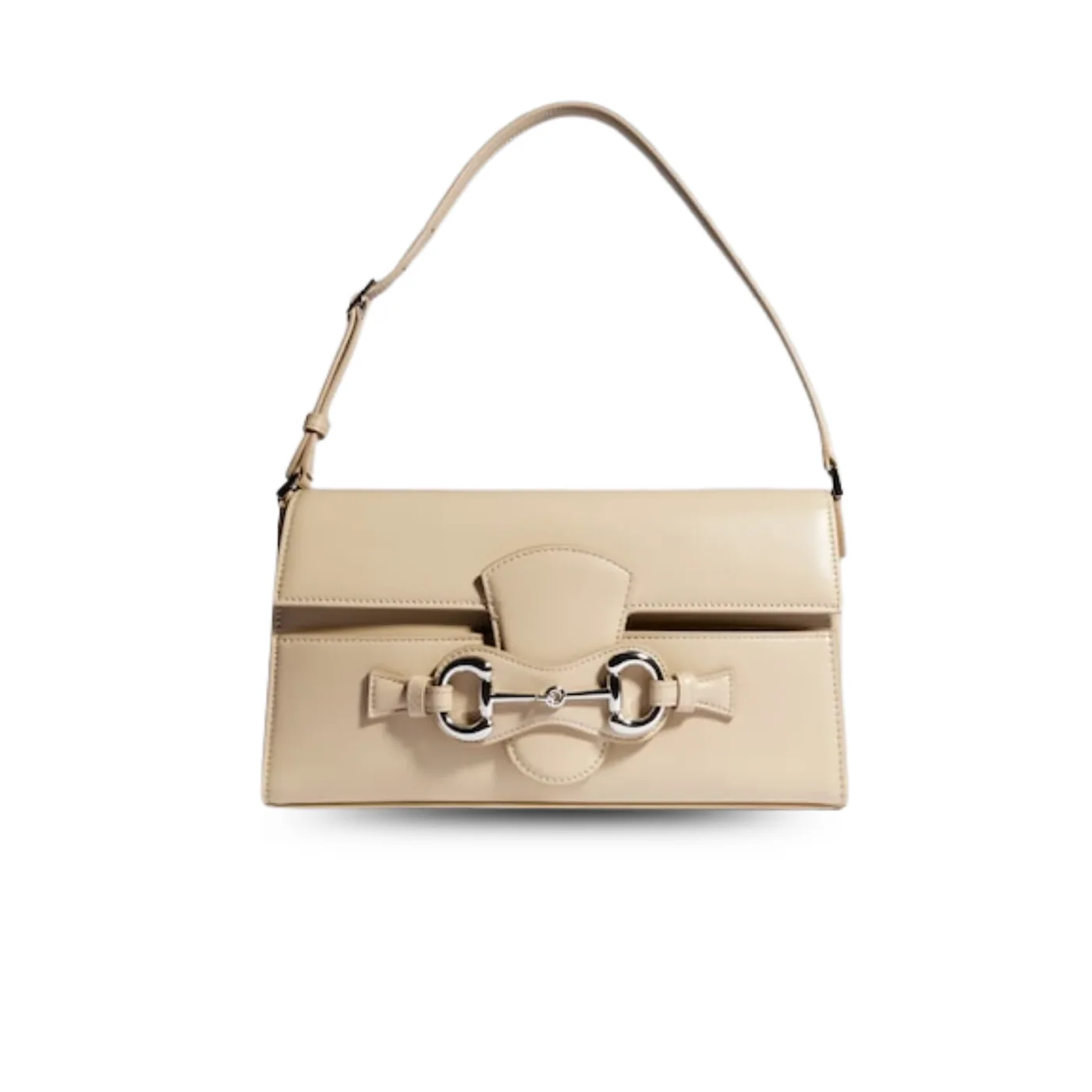 Gucci Horsebit Ristretto Medium Shoulder Bag / Beige Silver Hardware A0020Y AAGRB 9730