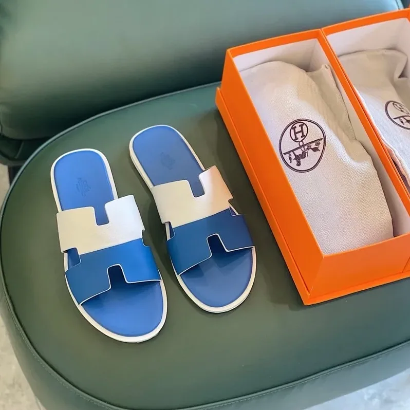 Hermes Izmir Sandal White in Blue Hermes Izmir Sandal White in Blue