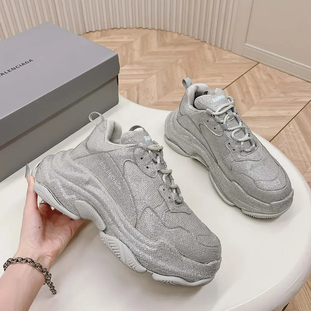 Balenciaga Triple S Sneaker with Rhinestones in Dark Grey for Unisex Balenciaga Triple S Sneaker with Rhinestones in Dark Grey for Unisex