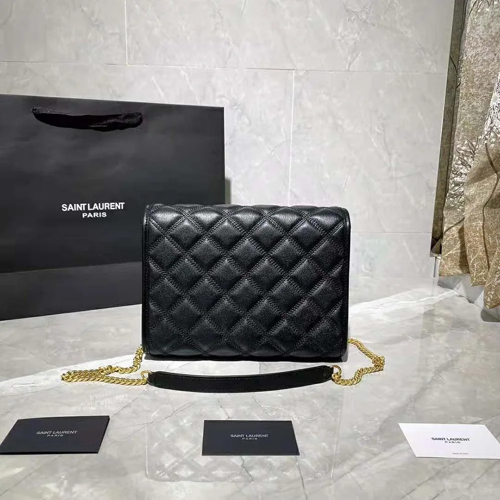 Saint Laurent YSL Becky Mini Chain Bag in Carre for Women in Quilted Lambskine