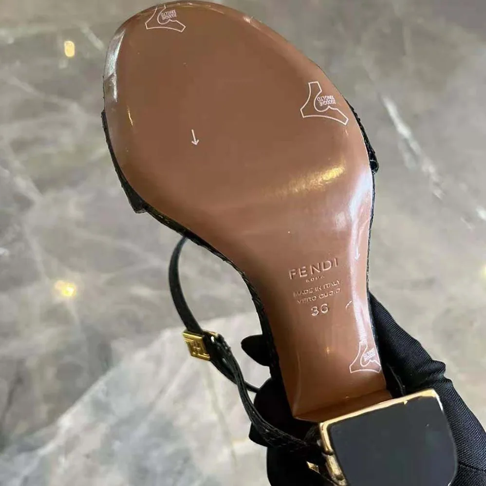Fendi Delfina Black Karung High for Women in heeled Sandals Fendi Delfina Black Karung High for Women in heeled Sandals