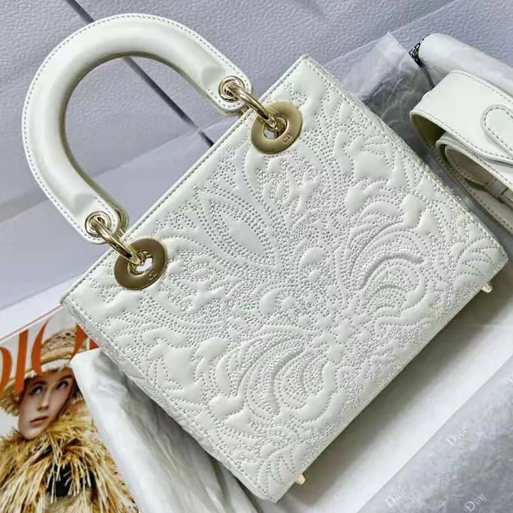 Dior Small Lady Dior my Abcdior Bag Latte Quilted-Effect Lambskin with Ornamental Motif for Women Dior Small Lady Dior my Abcdior Bag Latte Quilted-Effect Lambskin with Ornamental Motif for Women