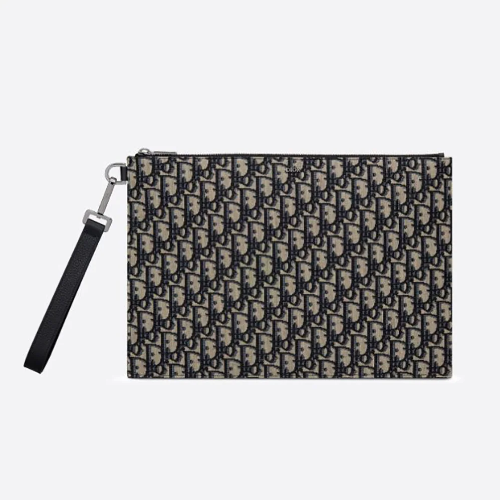 Dior A4 Pouch Beige and Black Dior Oblique Jacquard for Men Dior A4 Pouch Beige and Black Dior Oblique Jacquard for Men