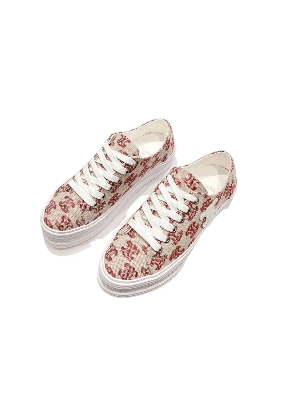 Celine Triomphe Sneakers In Canvas Red Celine Triomphe Sneakers In Canvas Red