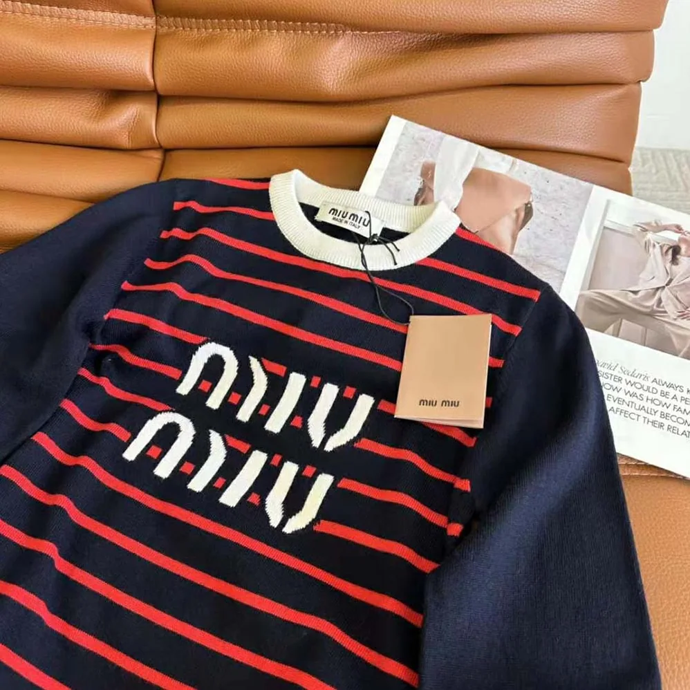 Miu Miu Wool Crew-Neck Sweater for Women in Black