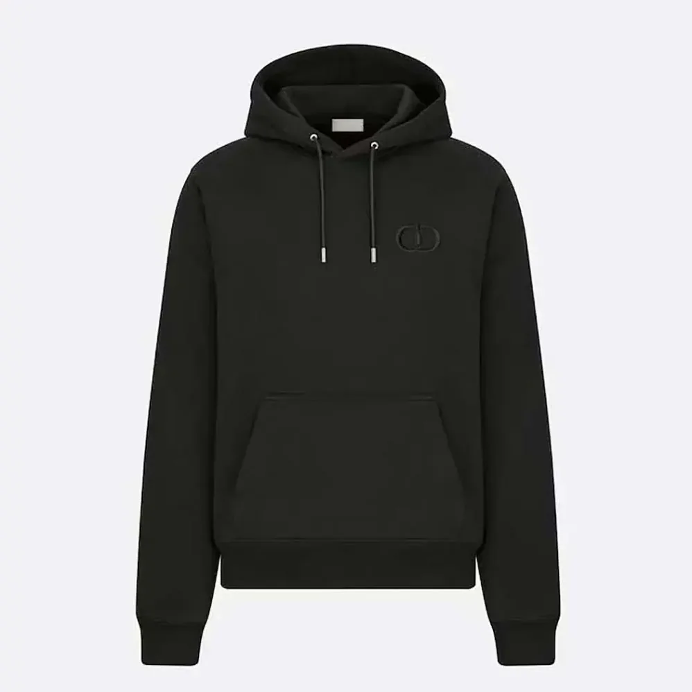 Dior CD Icon Hooded Sweatshirt Black Cotton Fleece for Women