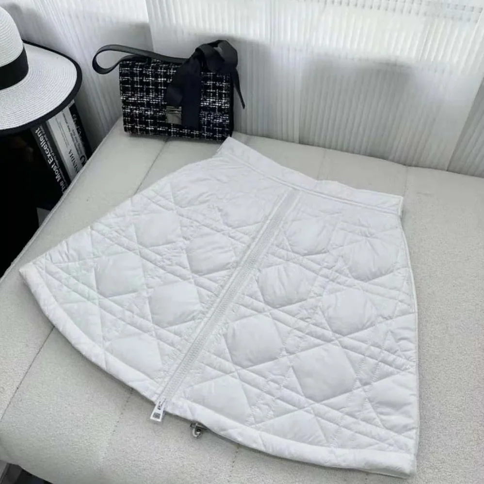 Dior Macrocannage Flared Miniskirt White Quilted Technical Taffeta for Women Dior Macrocannage Flared Miniskirt White Quilted Technical Taffeta for Women