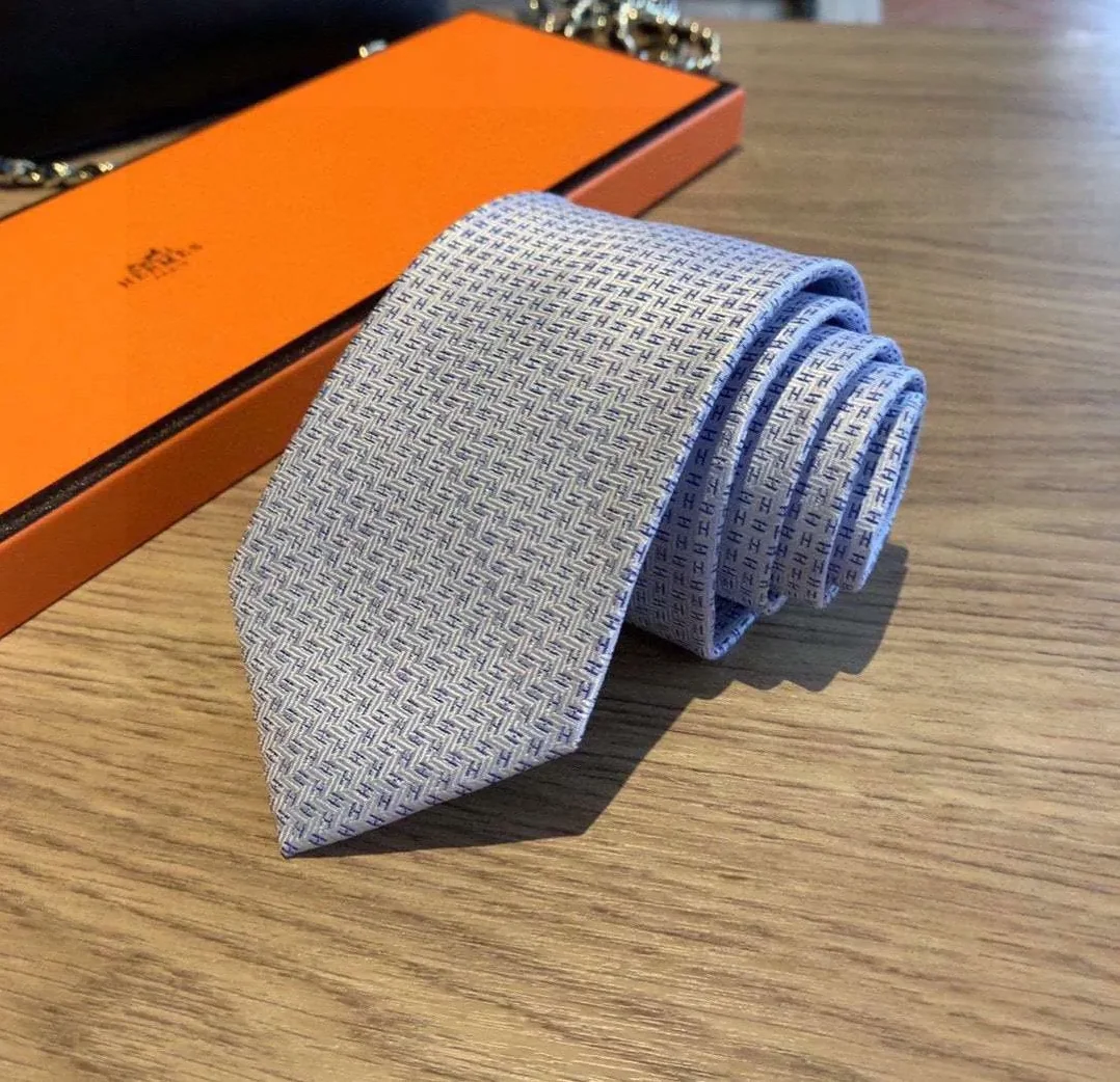 Hermes Tie 7 Faconnee New H Grey Hermes Tie 7 Faconnee New H Grey