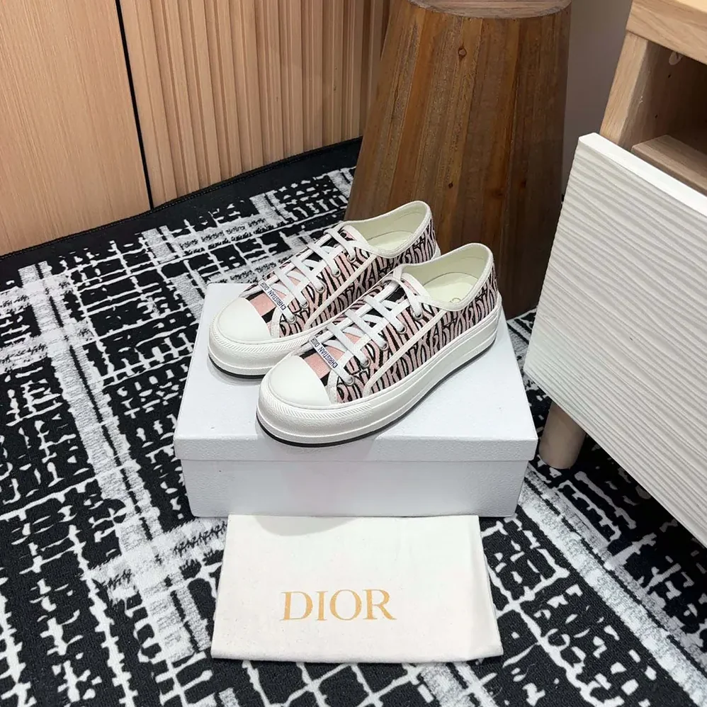 Dior Walk'n'Dior Platform Sneaker Embroidered Cotton for Women in Pink