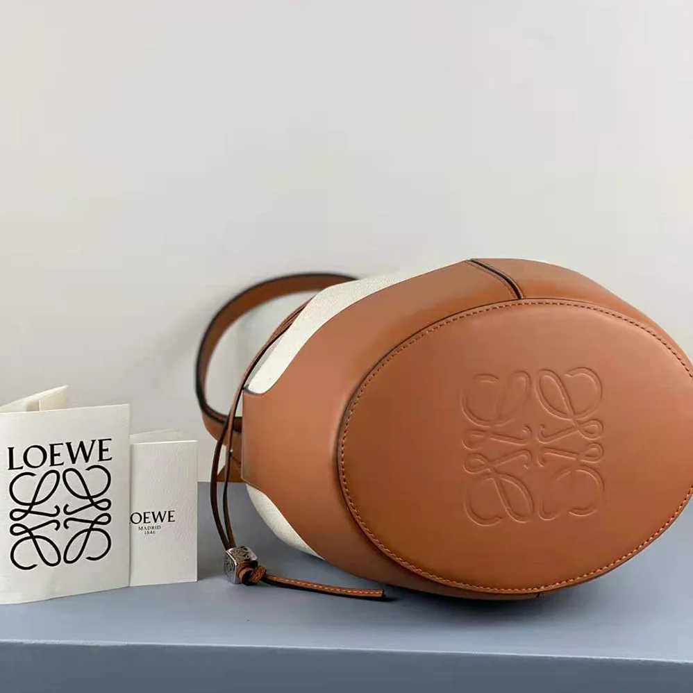 Loewe Balloon Bag in Canvas and Calfskin for Women in Brown