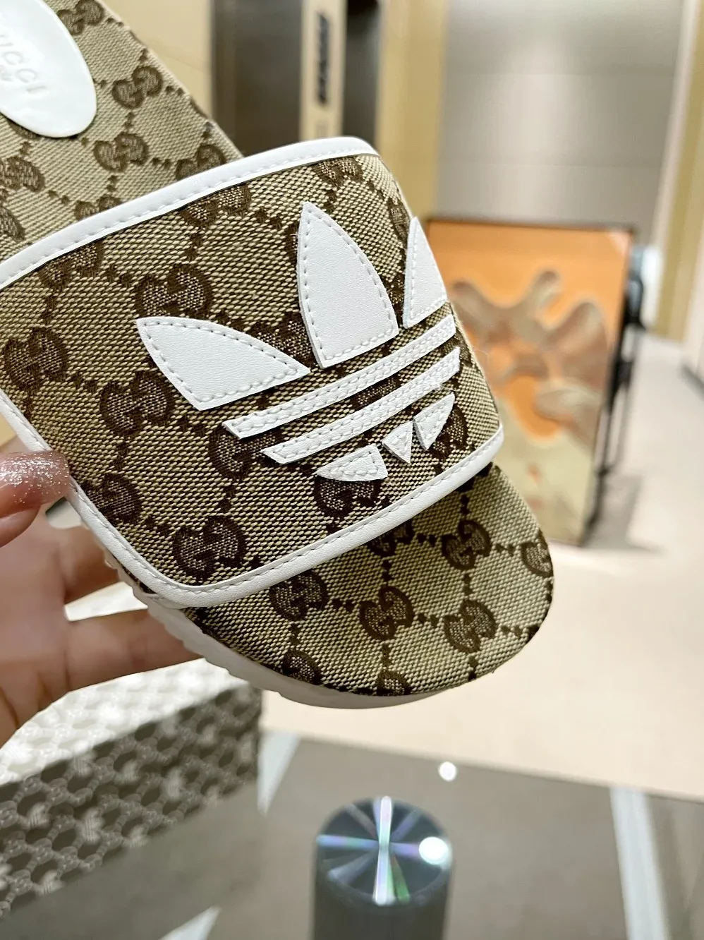 Gucci x Adidas GG Platform Sandal Beige for Women Gucci x Adidas GG Platform Sandal Beige for Women