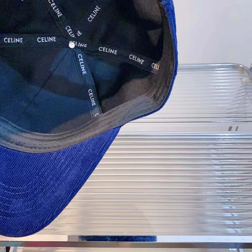 Celine Triomphe Cotton Baseball Cap for Women in Blue