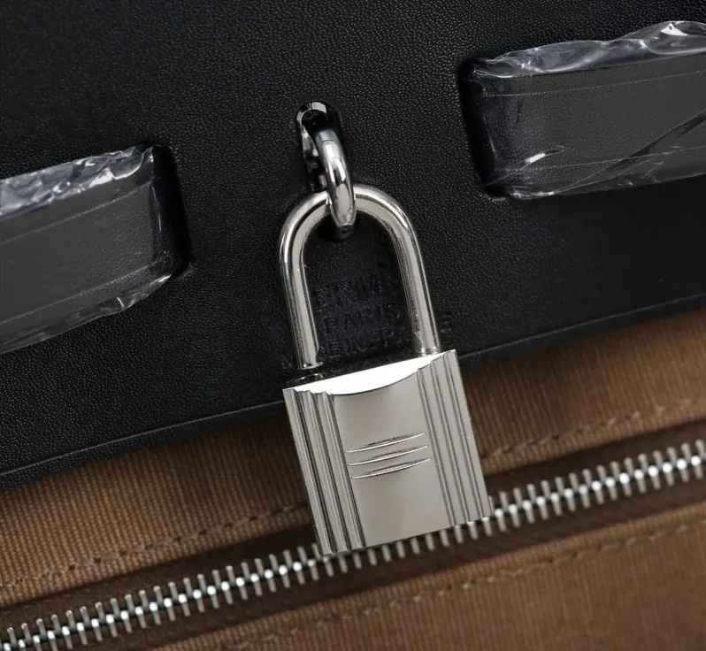 Hermes Buckle Lock Shape Striped Brwon, Silver Toned Hardware Bag Hermes Buckle Lock Shape Striped Brwon, Silver Toned Hardware Bag