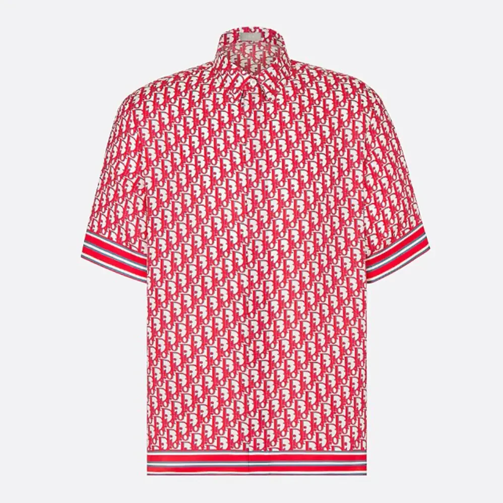 Dior Oblique Short-Sleeved Shirt in Silk Twill for Men