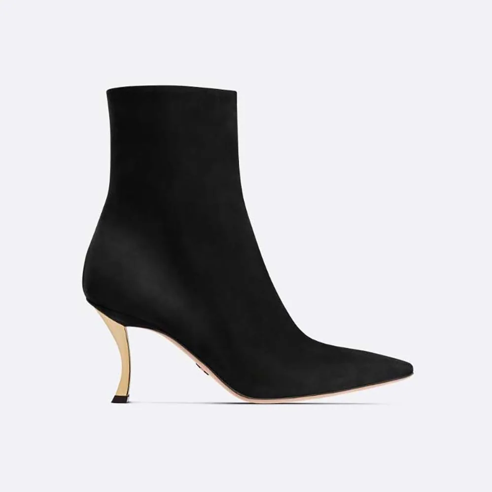Dior D-Fame Heeled Ankle Boot Black Suede Calfskin for Women Dior D-Fame Heeled Ankle Boot Black Suede Calfskin for Women