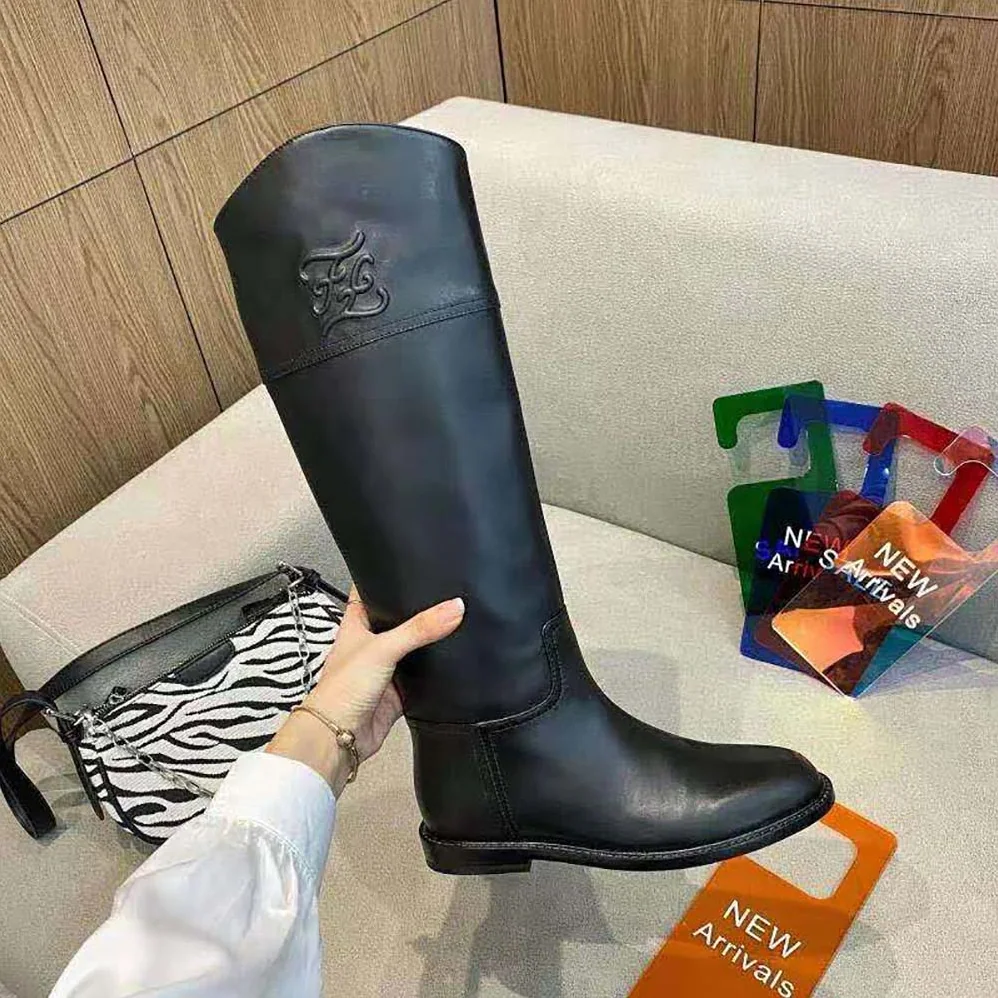 Fendi Karligraphy Black Leather Boots for Women