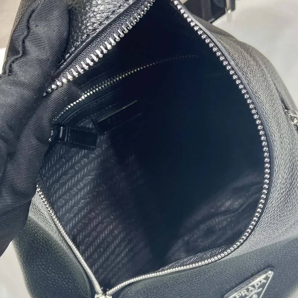 Prada Cross Leather Bag for Men in Black
