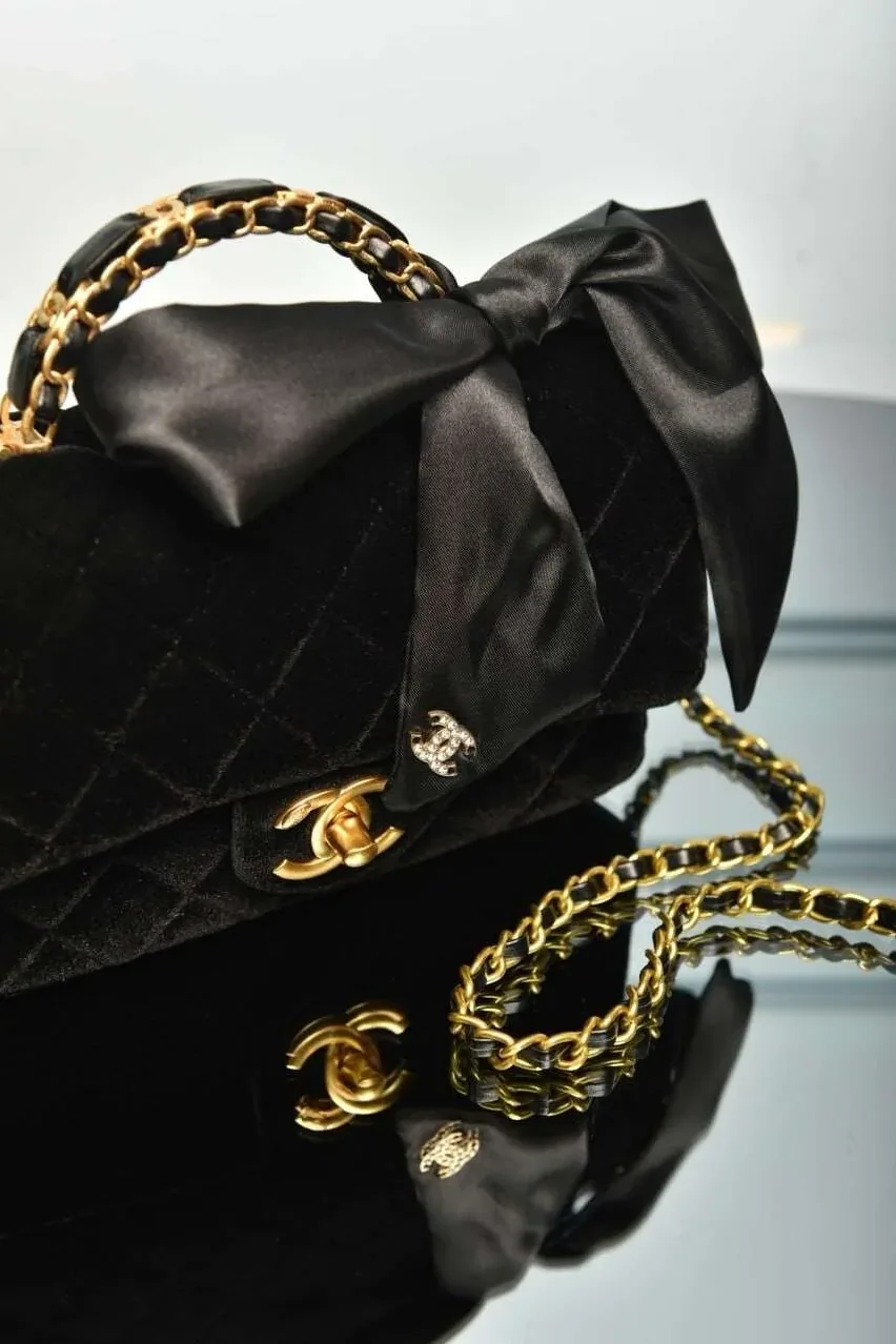 Black Mini Bag with Handle and Flap