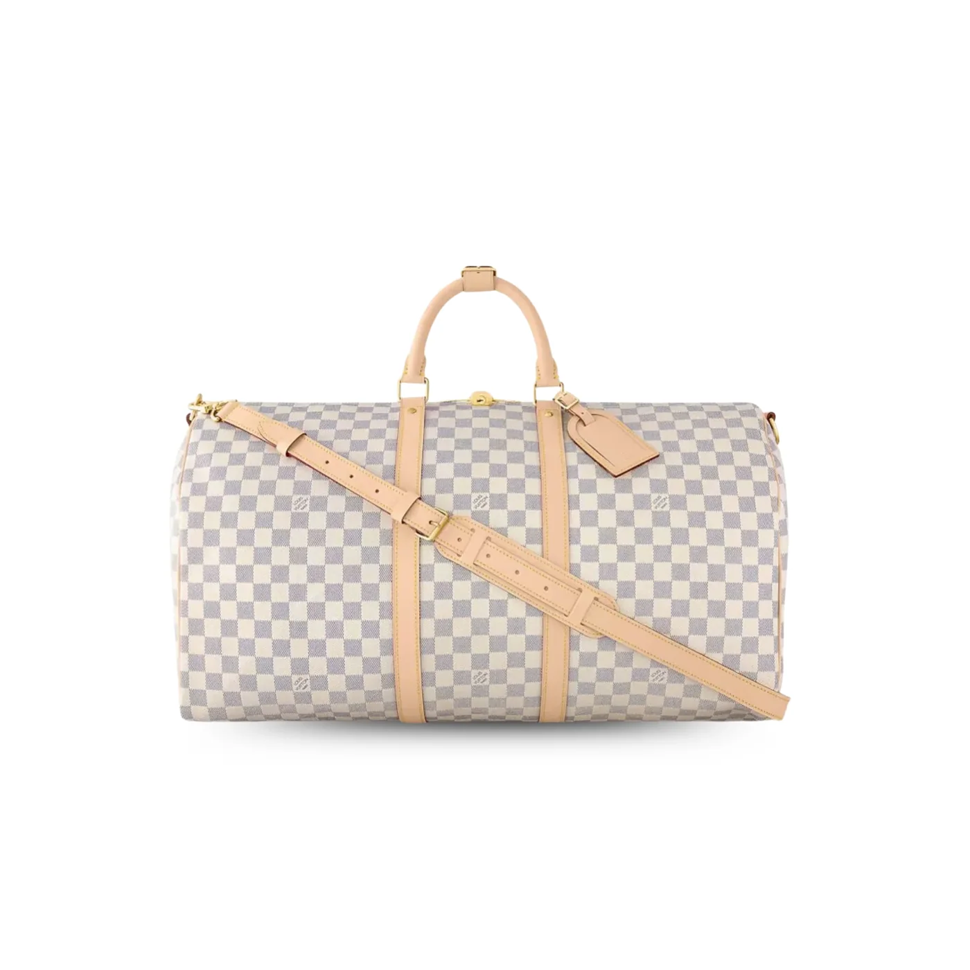 Louis Vuitton Keepall Bandouliere 55 Travel Bag in Damier Azur Gold Hardware Louis Vuitton Keepall Bandouliere 55 Travel Bag in Damier Azur Gold Hardware