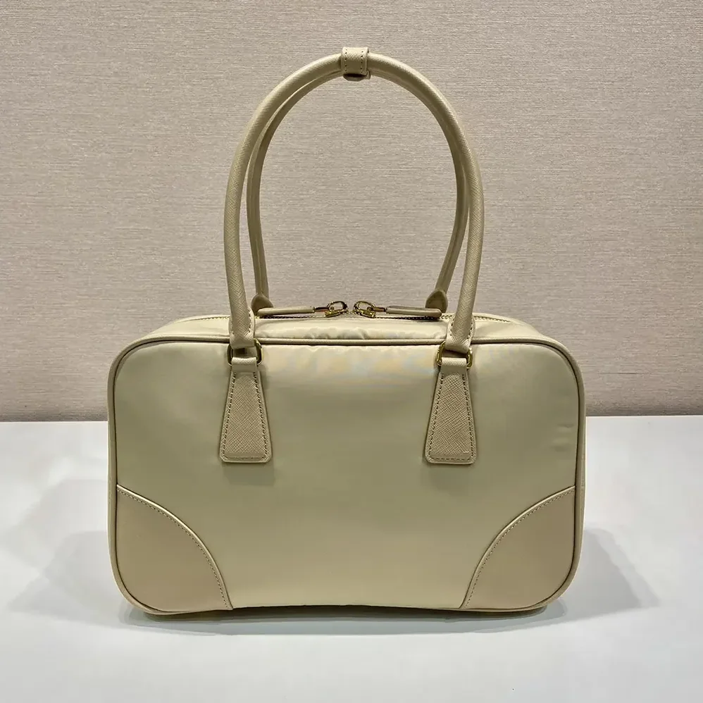 Prada Re-Edition 1978 Medium Re-Nylon and Saffiano Leather Two-handle Bag for Women in Sandy