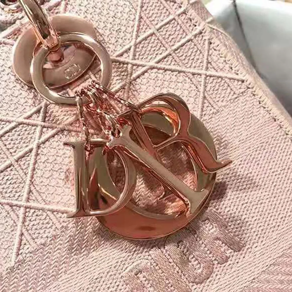 Dior Medium Lady D-Lite Bag Cannage Embroidery in Pink