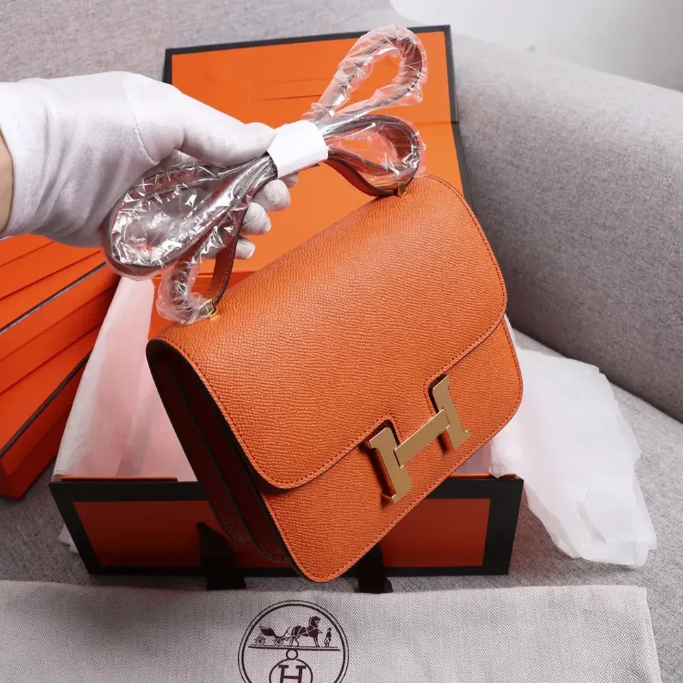 Hermes Constance 18 Bag Epsom Leather for Women in Orange/Gold
