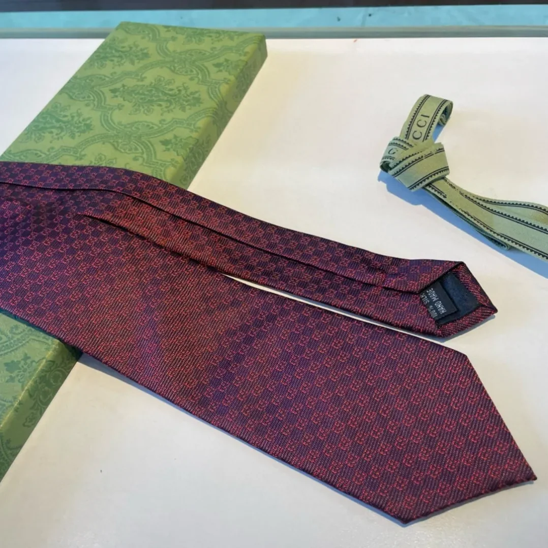 Gucci Monogram Interlocking G Jacquard Burgundy Tie